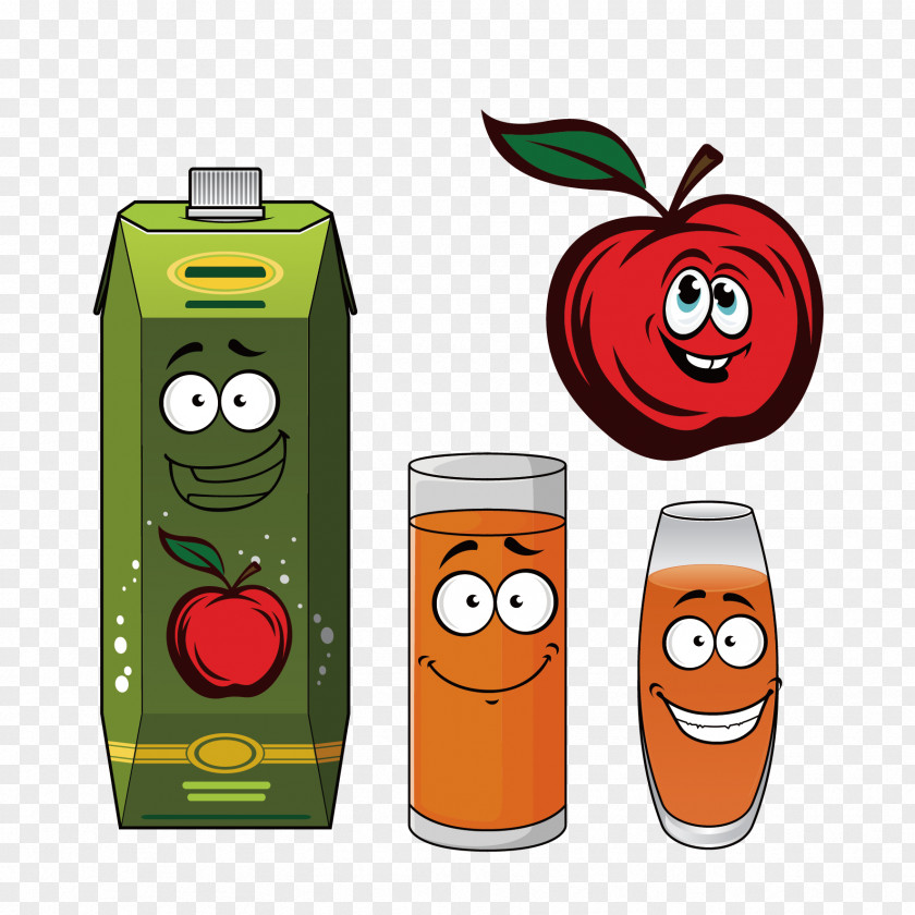 Vector Cartoon Juice Tomato Apple PNG