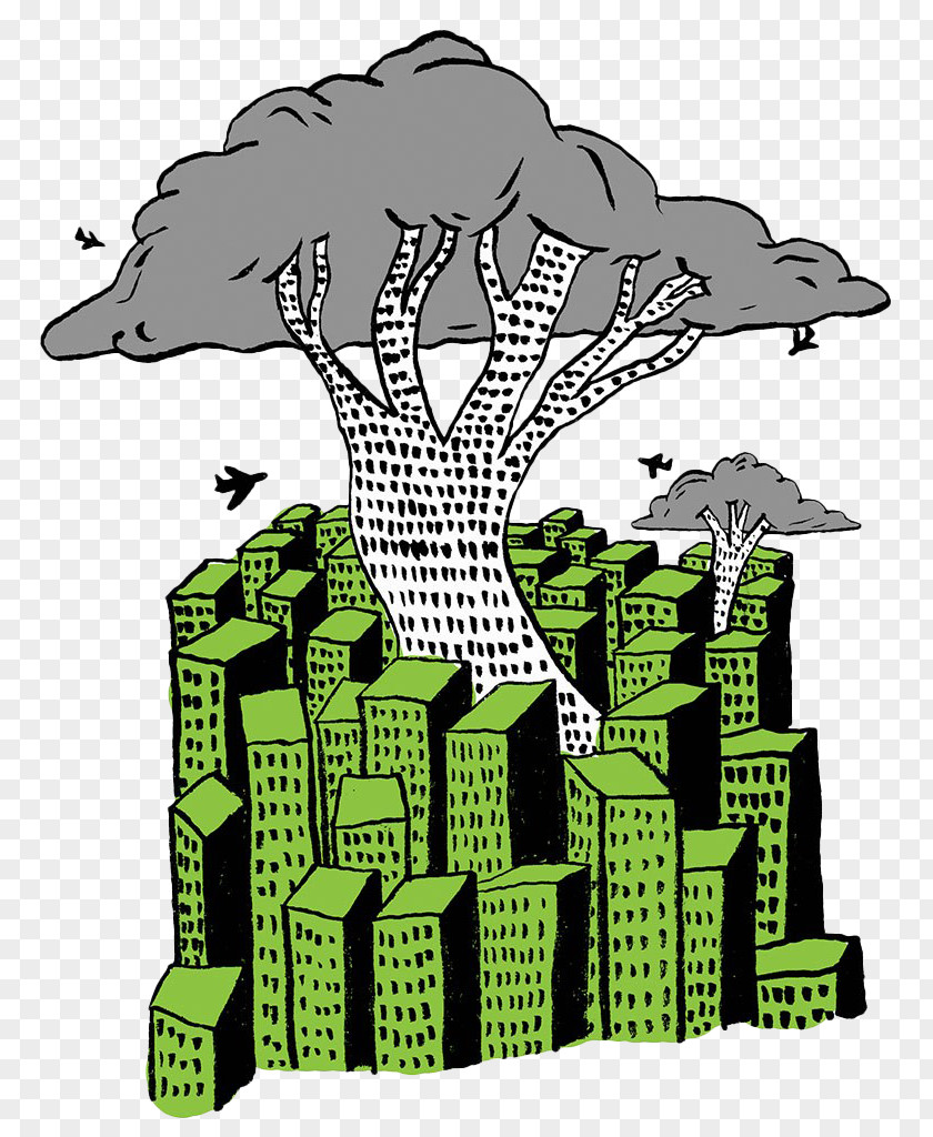 The Trees In City Management Climate Change Illustration PNG