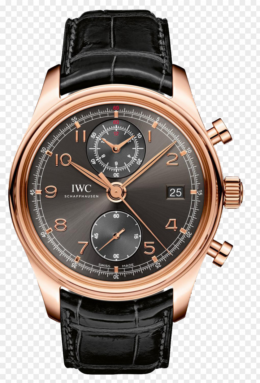 IWC Coffee Color Watch Wristwatch Male Schaffhausen International Company Chronograph Gold PNG