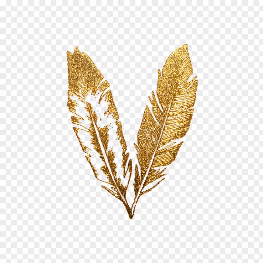 Gold Texture Feather Flash Tattoo PNG