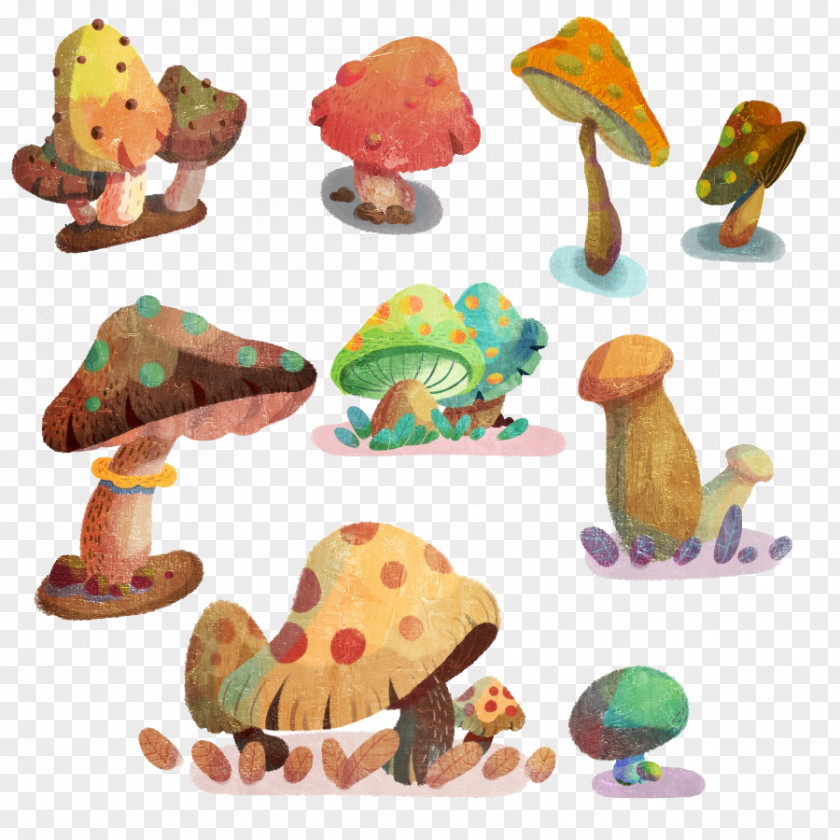 Mushroom Forest Cartoon Illustration PNG