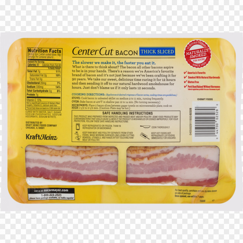 Sliced Bacon Back Cooking Oscar Mayer Nutrition PNG