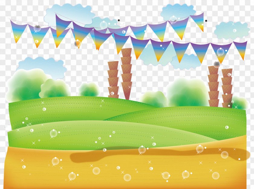 Watercolor Countryside Vector Illustration PNG
