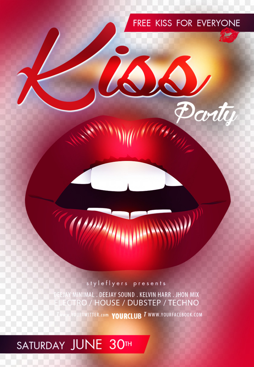 Bar KISS Party Poster Kiss Lip PNG