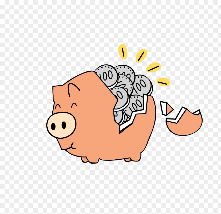 Broken Gold Piggy Bank Saving Loan PNG