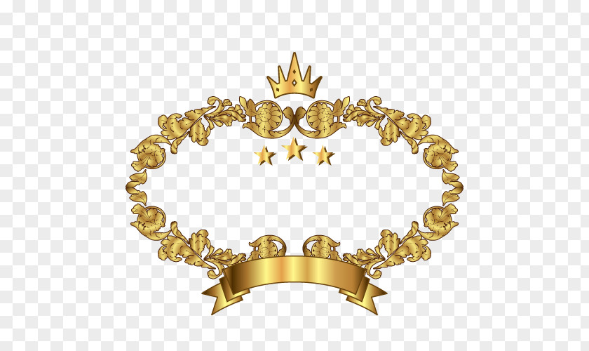 Gold Crown Decorated Frame PNG