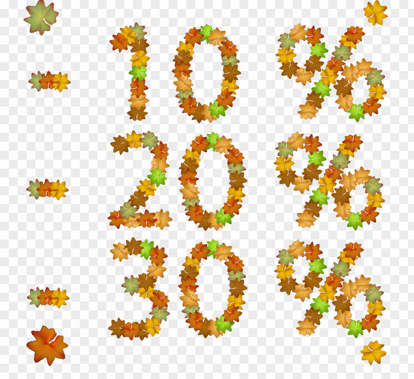 Autumn Leaves Percentage Sales Figures Numerical Digit Leaf PNG