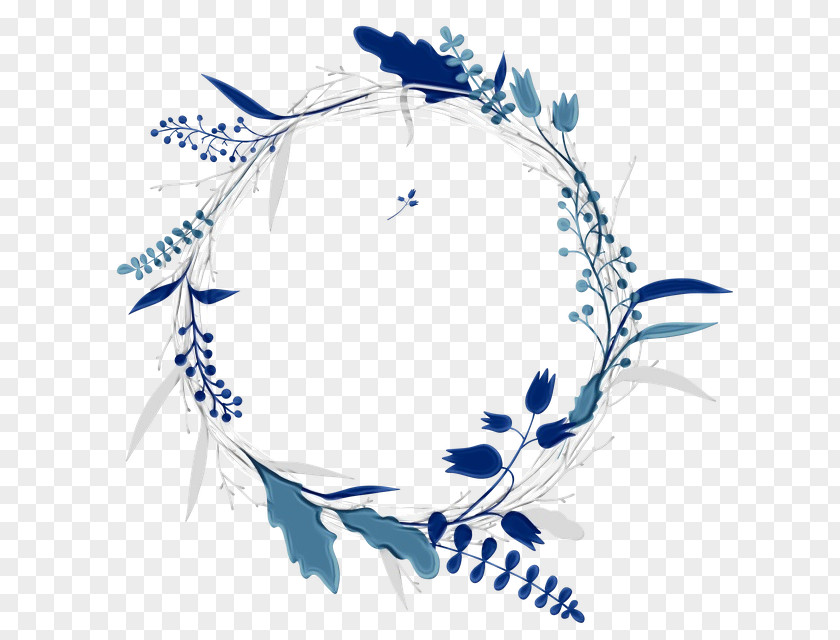 Blue And White Porcelain Plant Wedding Invitation Design PNG