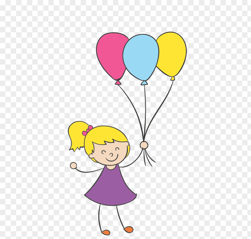 Cartoon Child PNG , Little girl holding balloons clipart PNG