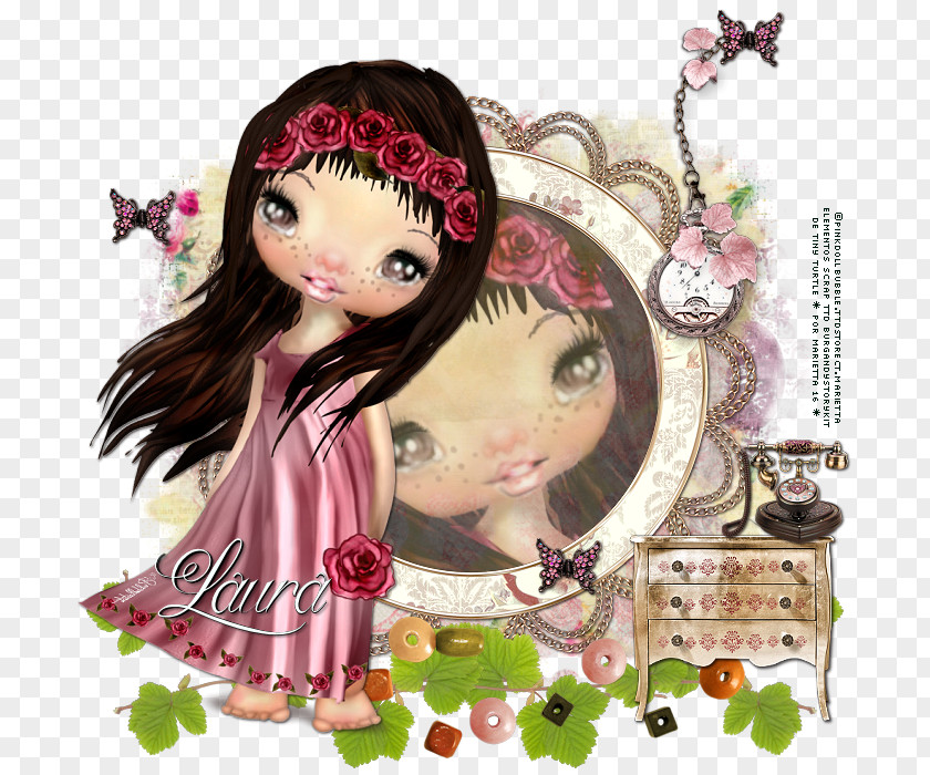 Doll Black Hair Pink M Character PNG