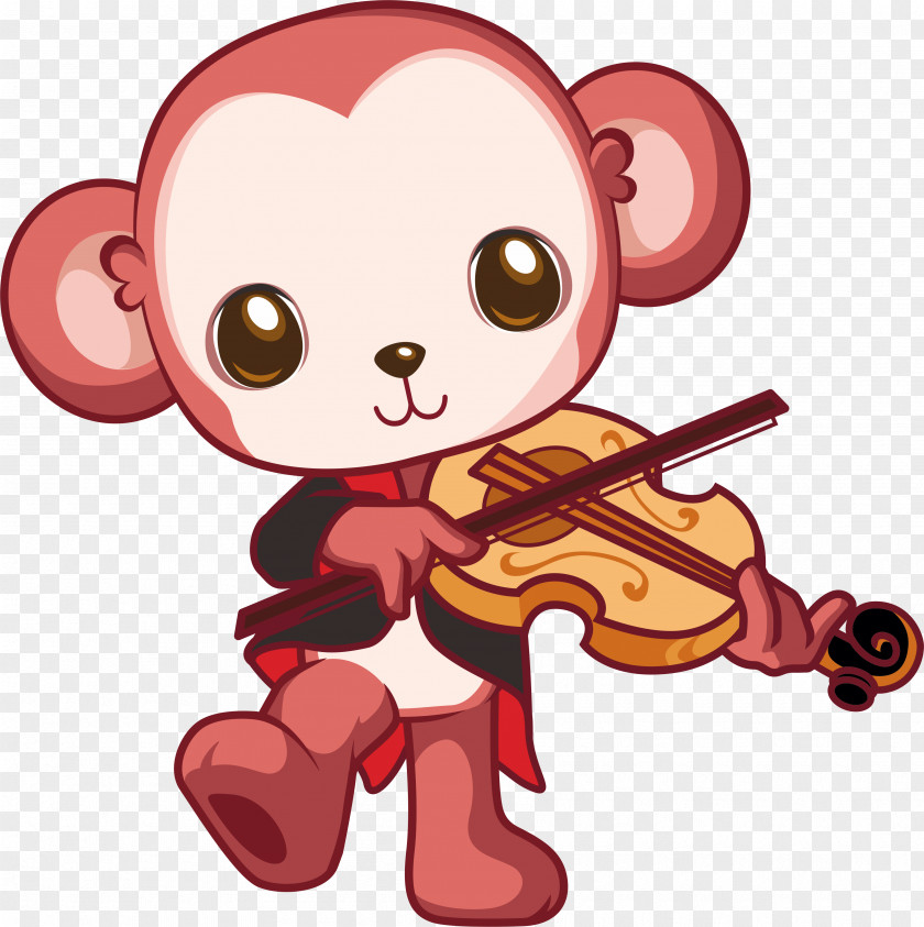 The Little Monkey Of Piano Cartoon Violin PNG