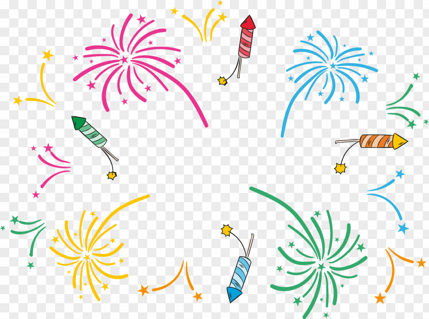 Vector Color Fireworks New Years Day PNG