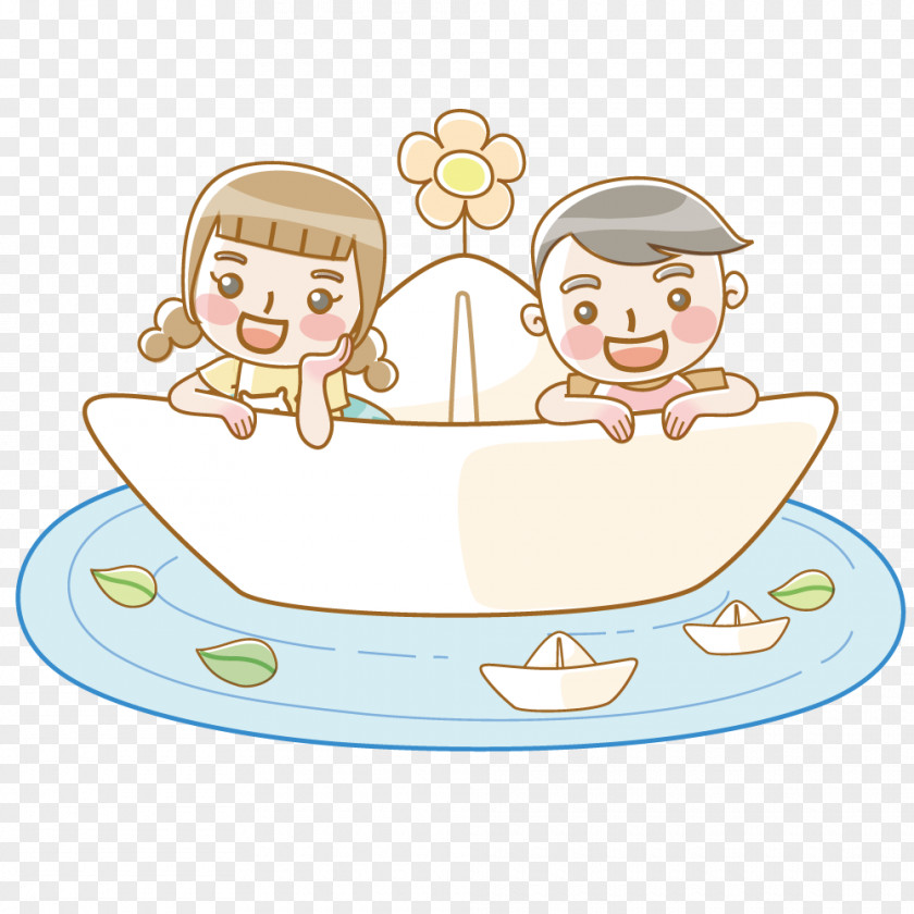 Paper Boat Couple Cartoon Child Clip Art PNG