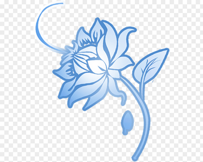 Blue Flower Design Simple Pen Floral PNG