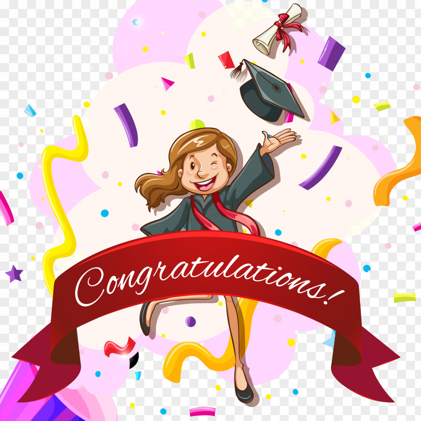 Cartoon Hand-painted Congratulations Graduation Card Euclidean Vector Ceremony Web Template PNG