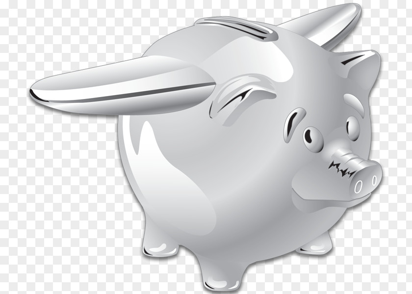 Chrome Piggy Bank Snout Animal PNG