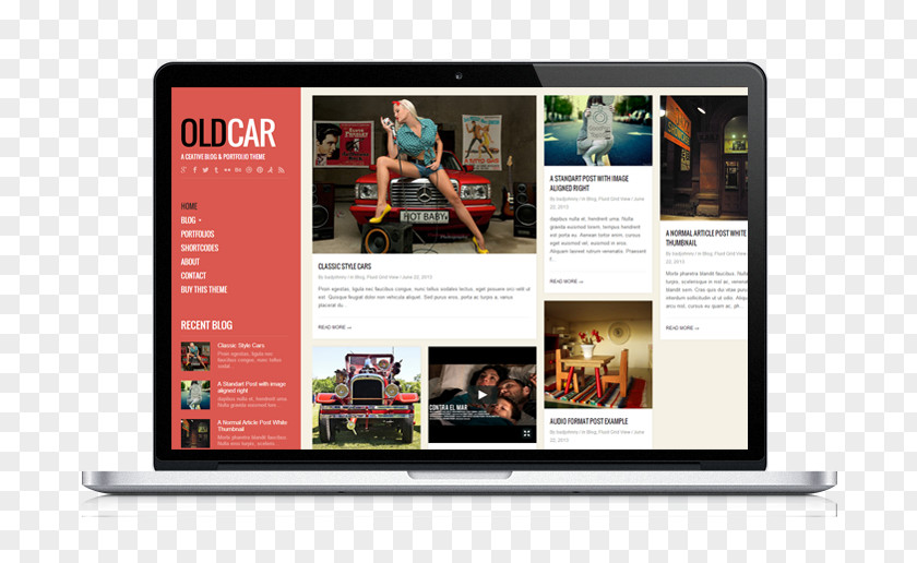 Oldcar Multimedia Display Device Advertising Website PNG
