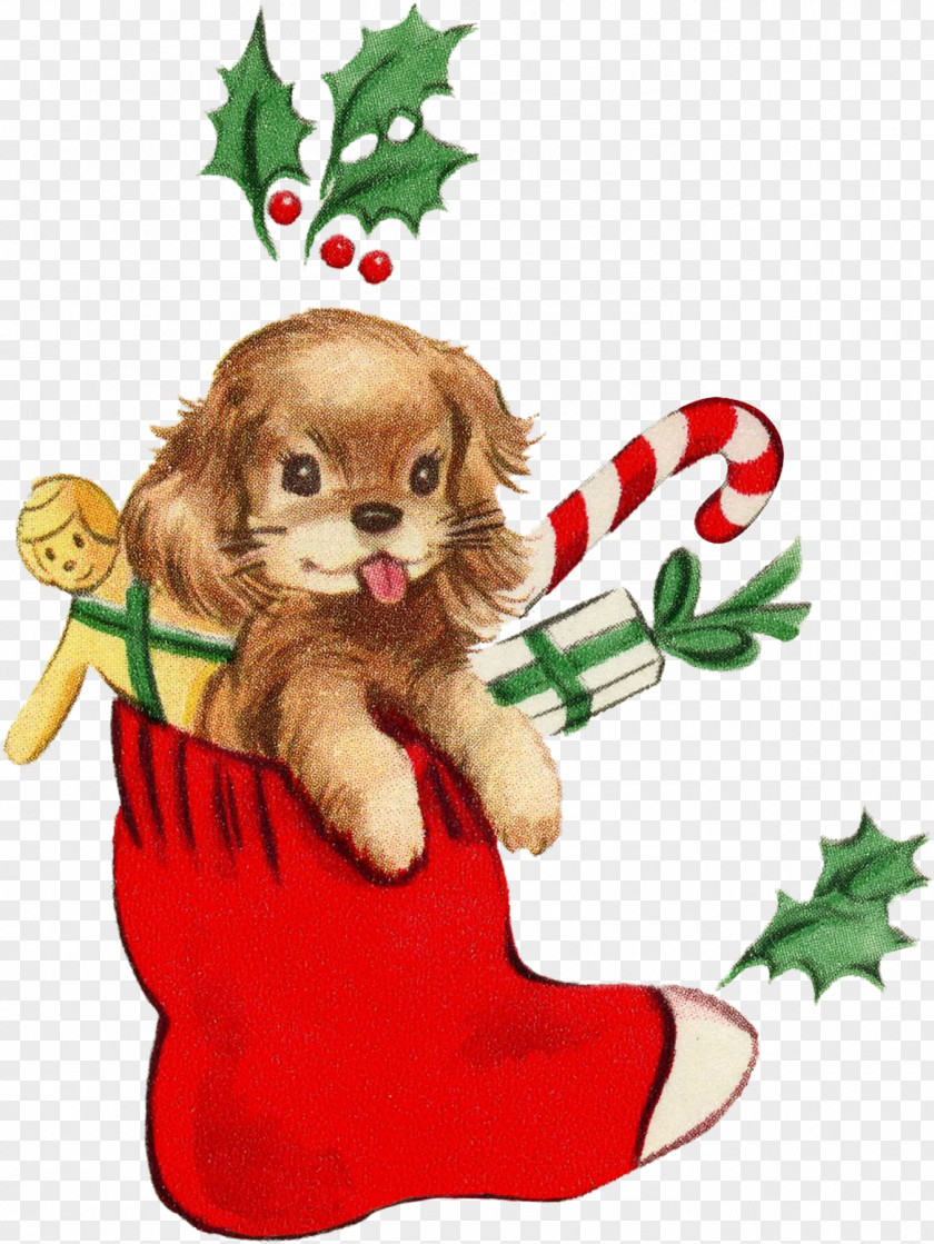 Retro Christmas Puppy Dog Breed Spaniel Companion Ornament PNG