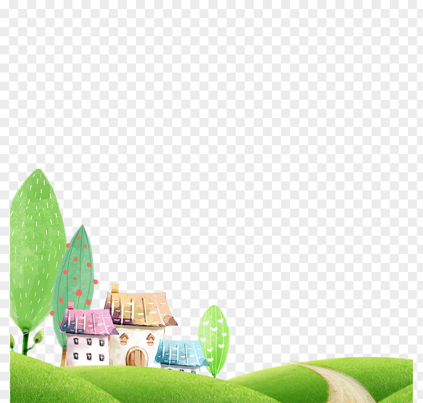 Village Of Fresh Green Background Material Idea Creativity PNG