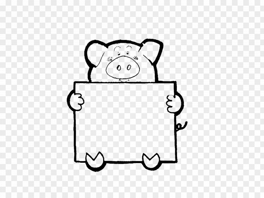Pig Border Black And White Paper Cartoon Designer PNG