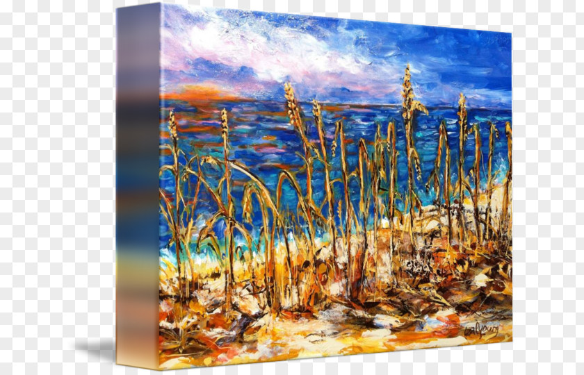 Beach Sunset Painting Modern Art Grasses Architecture PNG
