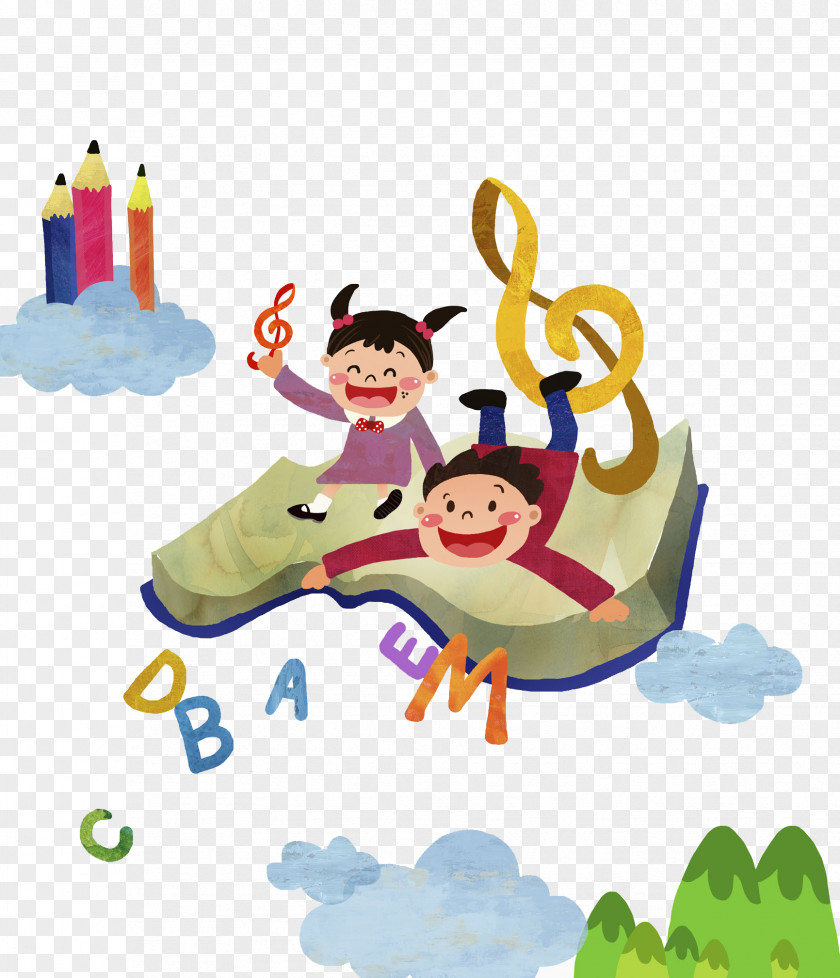 Hand Painted Child Flight Clip Art PNG