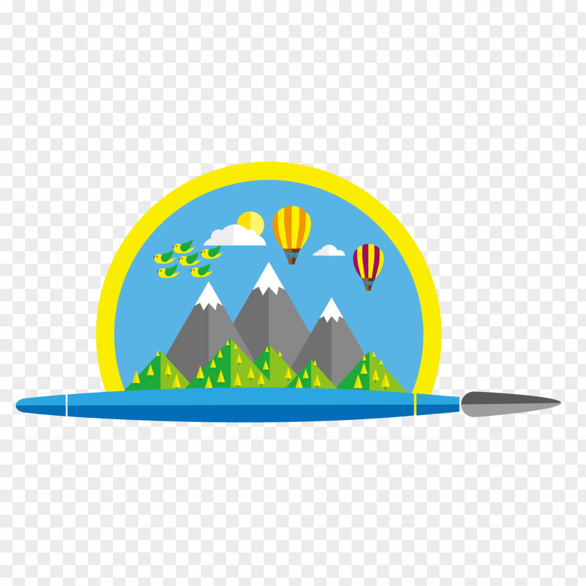 Cute Landscape Vector Graphics Image Flat Design Illustration Painting PNG