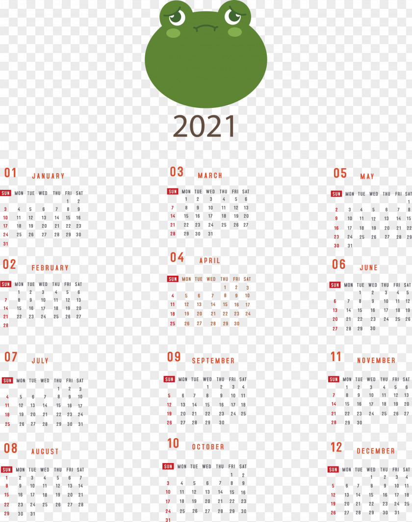 Printable 2021 Yearly Calendar PNG