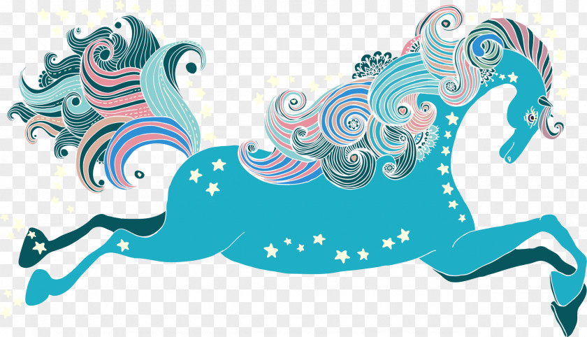 Blue Fresh Horse Jump With Horses Pony Jumping Illustration PNG