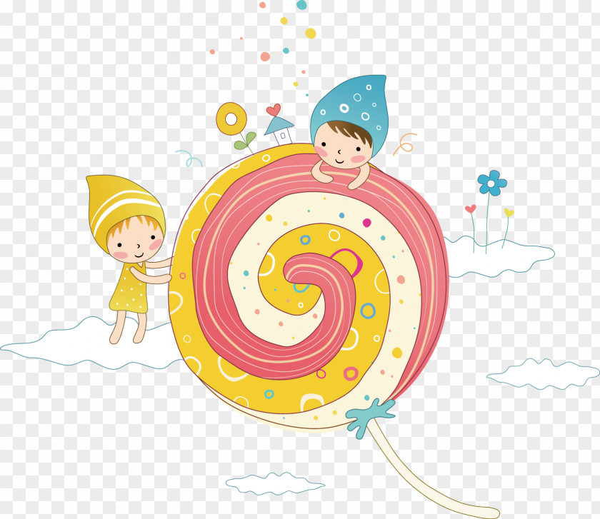 Cute Cartoon Boys And Girls Lollipop Candy Sugar PNG