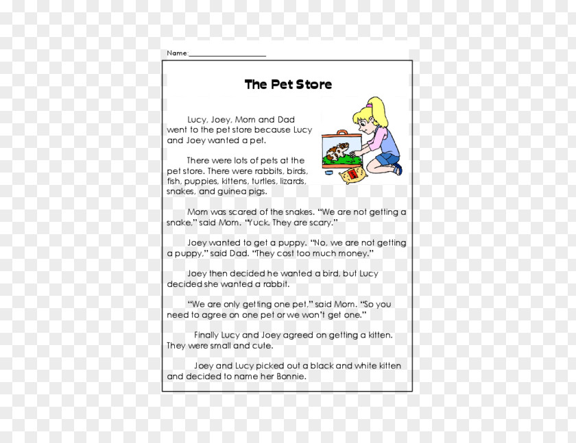 Reading Comprehension Paper Short Story Child PNG