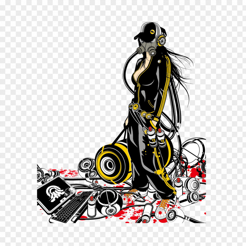 Vector Wearing A Gas Mask Graffiti Graphic Arts PNG