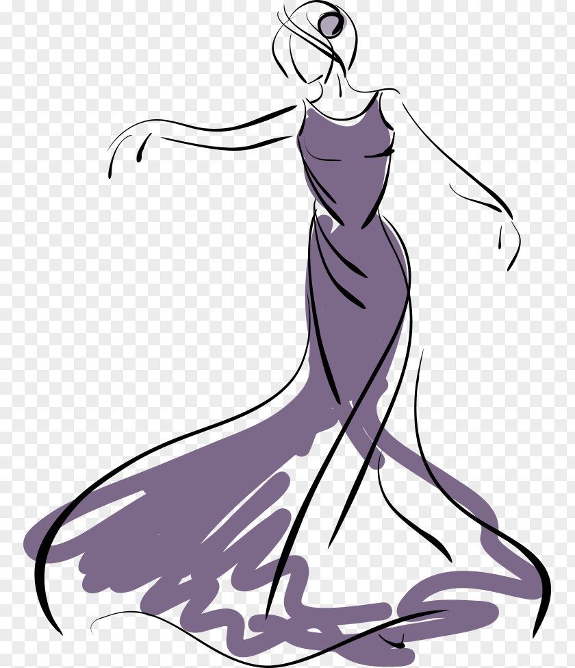 Hand Drawn Vector Material Bride Wedding Dress Illustration PNG