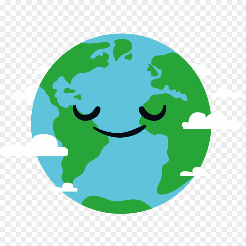 Vector Blue Earth Smiling Face T-shirt PNG