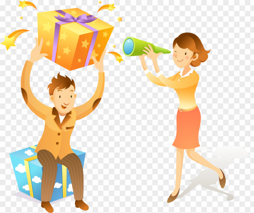 Vector Boy Holding Gift VKontakte Software PNG