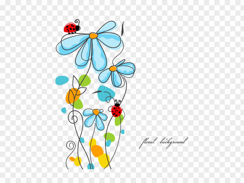 Abstract Flowers Free Download Light Ladybird Douchegordijn Illustration PNG