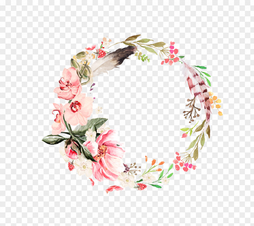 Garlands And Feathers Flower Feather Leaf Garland PNG