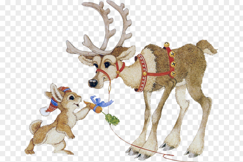 Hugging Rabbits Reindeer Christmas Directupload Clip Art PNG