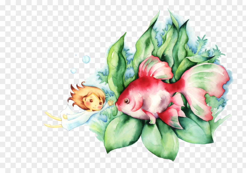 Hand-painted Small Fish Goldfish Cartoon Comics Illustration PNG