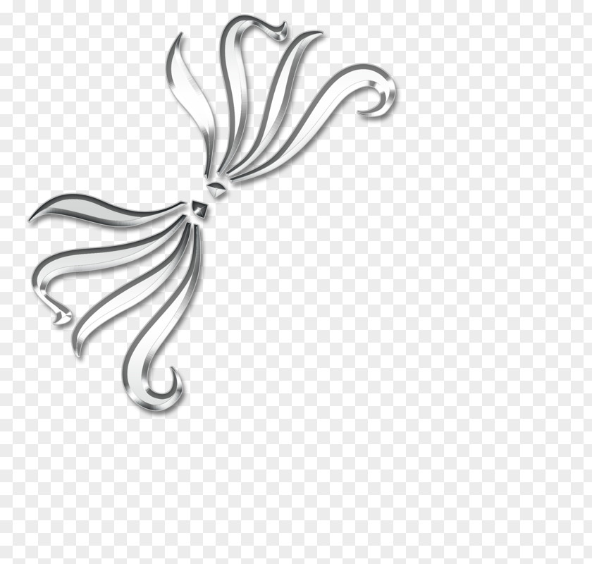Silver Material Body Jewellery Line Art White PNG