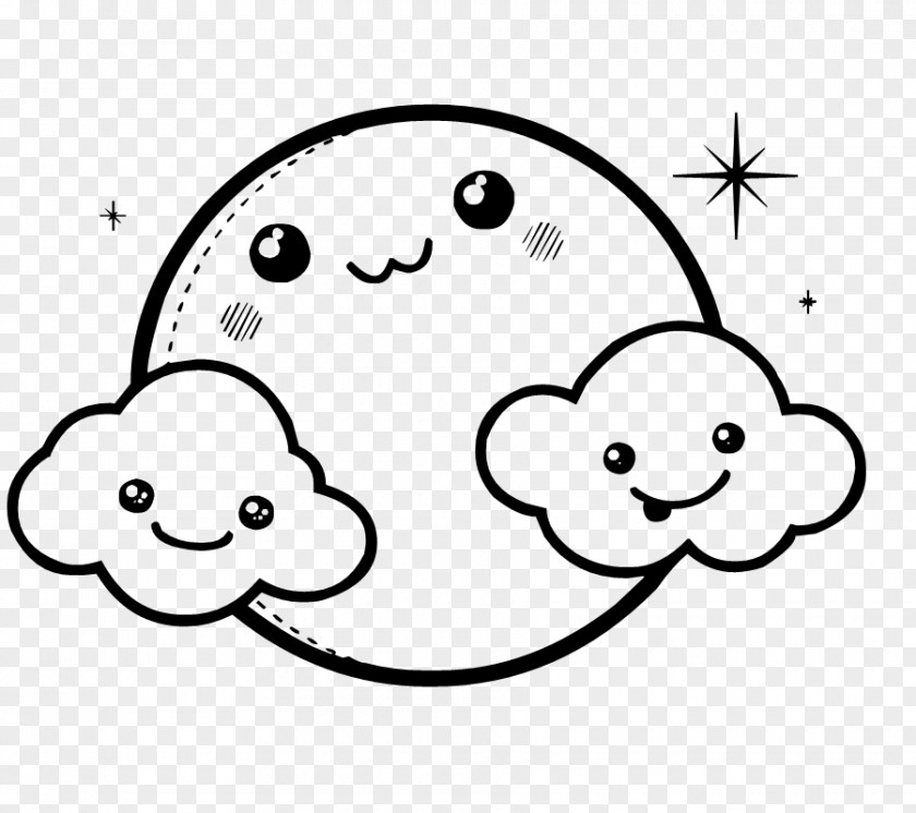 Cartoon Moon Black And White Clip Art PNG