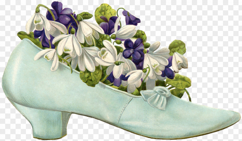 England Tidal Shoes Flower Shoe Greeting & Note Cards Antique Clip Art PNG