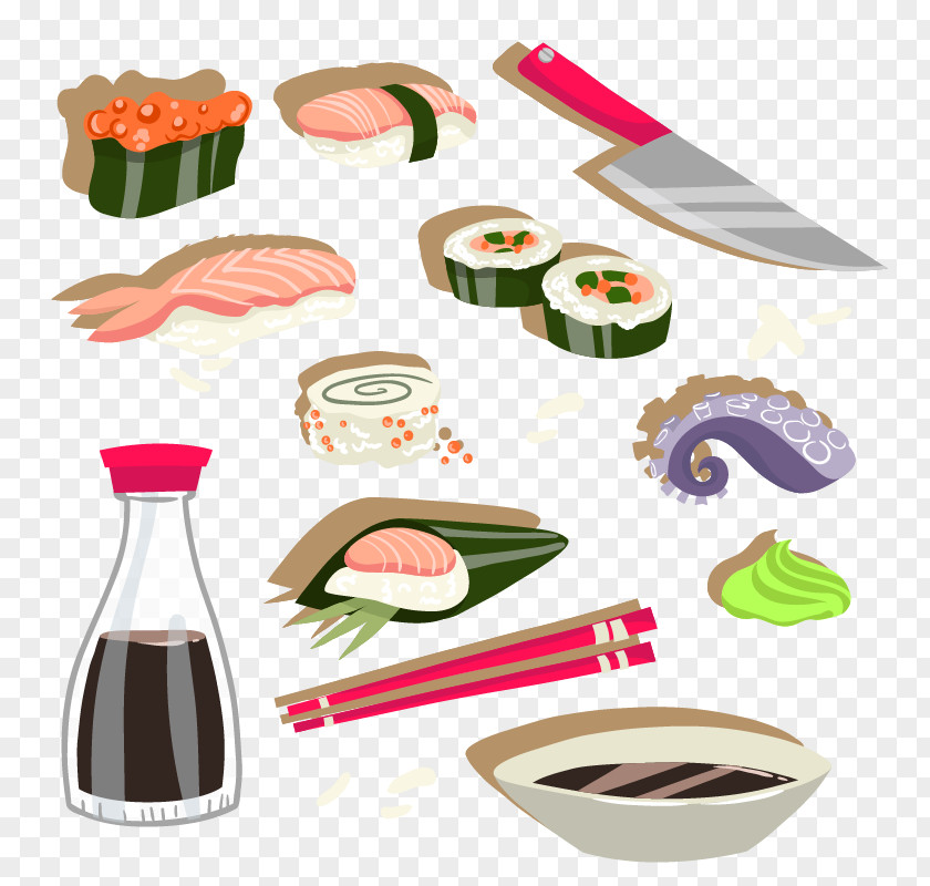 Japanese Creative Hand-painted Cartoon Sushi Cuisine Tempura PNG
