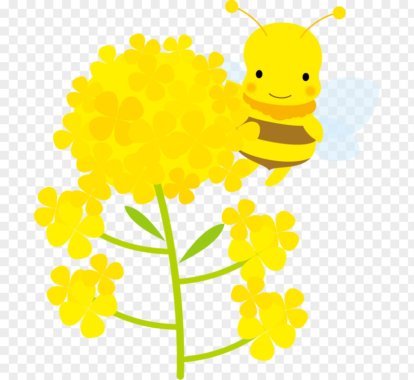 Blossoms And Bees Illustration. PNG