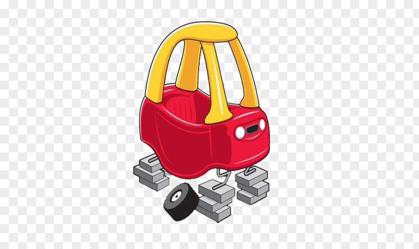 Red Brick Toy Car Model PNG