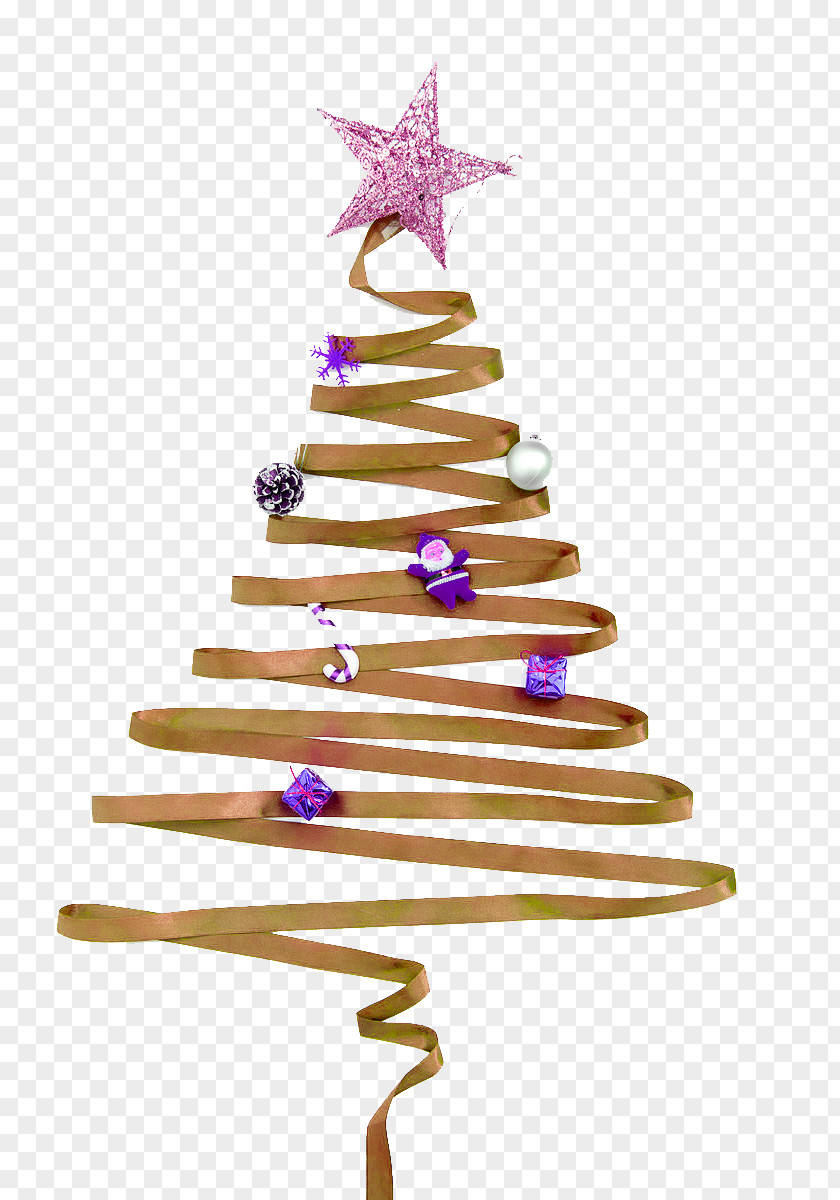 Yellow Simple Twist Christmas Tree Decoration Pattern Reindeer Santa Claus Ribbon PNG