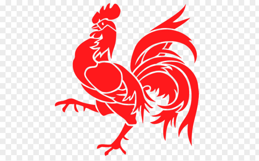 China Rooster Chicken Paper Sticker PNG