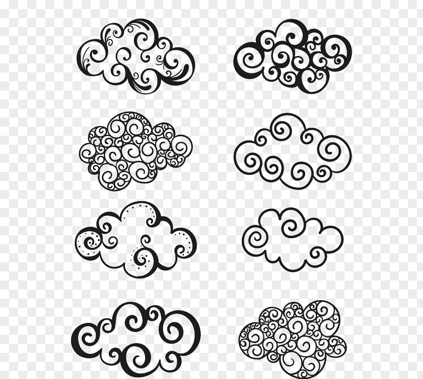 Clouds Drawing Motif PNG