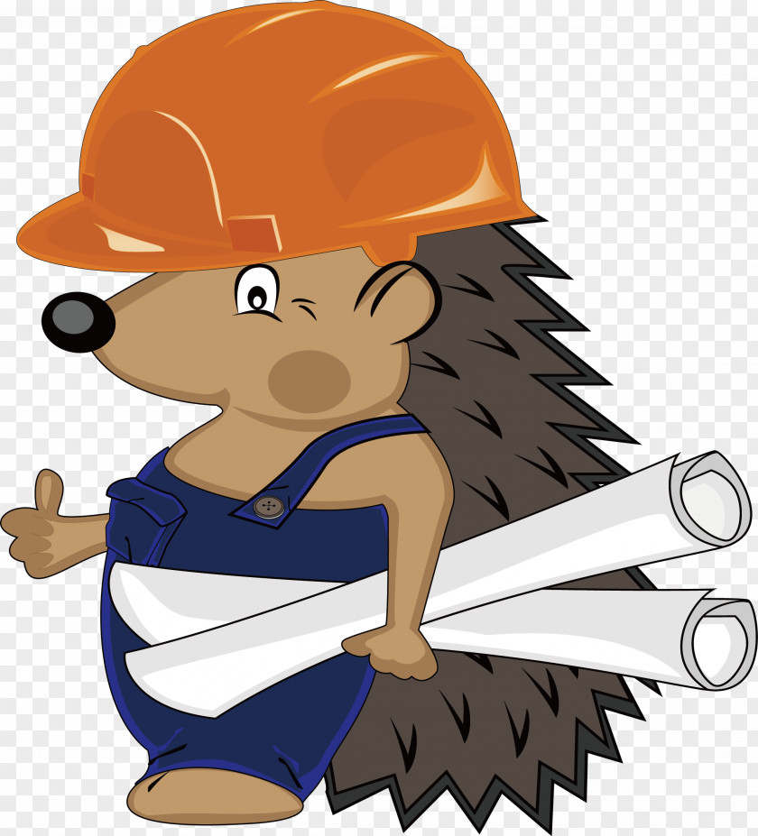 Hedgehog Workers Cartoon Drawing Illustration PNG