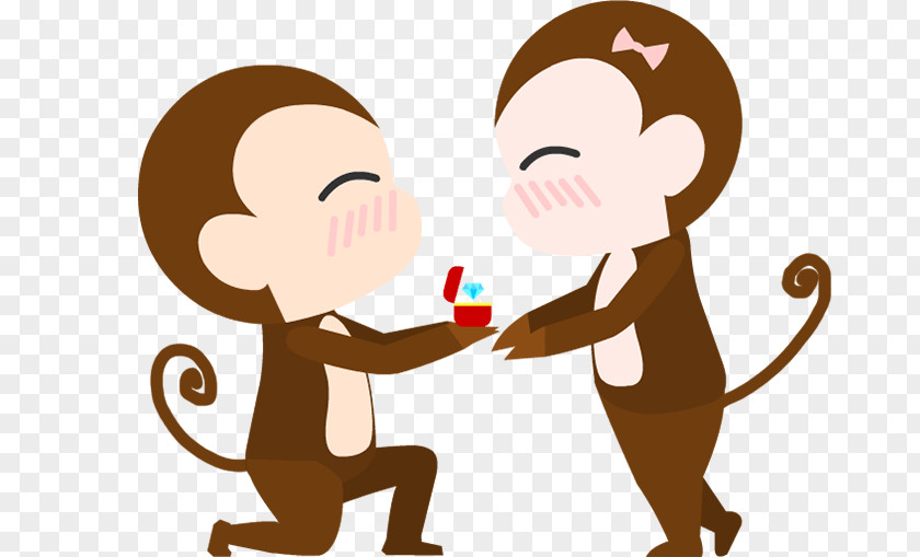 Little Monkey Marry Marriage Proposal Illustration PNG